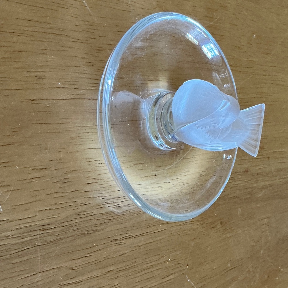 Clear Glass Dish with Frosted bird Accent